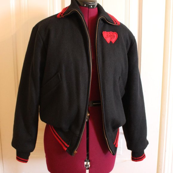 1950s Varsity Letterman Butwin Jacket Black & Red - Picture 6 of 12